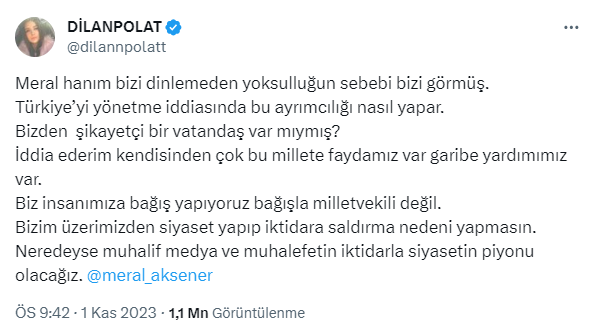 dilan polat tan meral aksener in kendisi hakkindaki sozlerine sert yanit